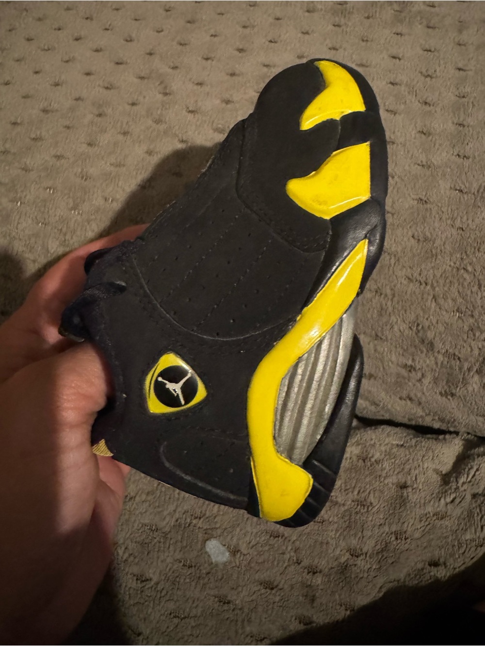 Jordan Kids Black and Yellow Retro Basketball Sneakers